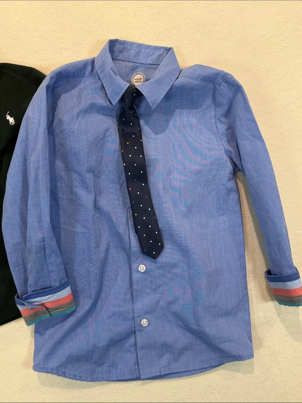 Lot of Ralph Lauren Green Cowl Neck Sweatshirt + Dress Shirt Tie Sz6 WW